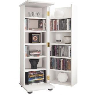 VCM Wood cd dvd Stand Shelf Mobile cd salvaspazio con porta in legno bloccabile per 300 cd o 130 dvd o 72 video Dimensioni: a. 93 x l. 31 x t. 31