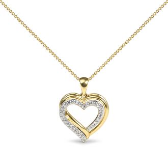House of Brilliance 925 Sterling Silver 1/10 Cttw Diamond Heart Pendant Necklace