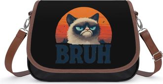 Generic Funny Cat Bruh Meme Saying Siamese Cute Fashion Womens Crossbody Bags Novelty Handbag Shoulder Bag Purse