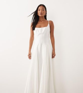 Forever New Vestito lungo a godet in cotone bianco con spalline sottili