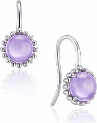 House of Frosted 14K White Gold Amethyst Cabochon Drop Earrings in Amethyst/White Gold at Nordstrom Rack