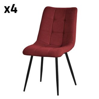 ML Design Sillas de comedor set de 4 rojo, tapizadas en tela