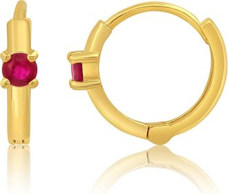 MAX + STONE Solid 14k Yellow Gold Small 11mm Mini Huggie Hoop Earrings