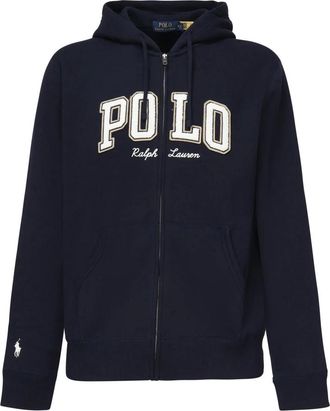 Polo Ralph Lauren Hoodies & sweatvesten, Heren, Blauw, 2Xl, Katoen, Blauwe Sweater met Ritssluiting