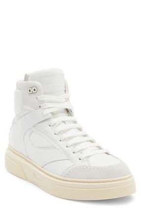 Ferragamo Cassio High Top Sneaker in White/Cream Sole at Nordstrom Rack, Size 11.5