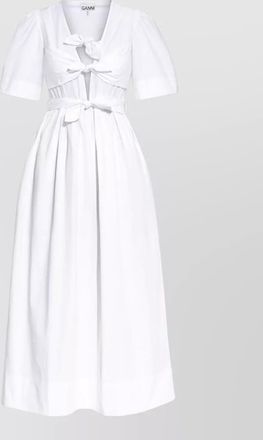 Ganni v neck midi dress belted waist