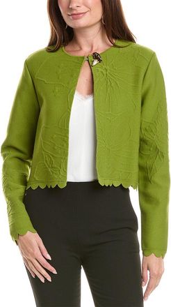 Oscar De La Renta Oscar De La Renta Embossed Cherry Blossoms Cardigan