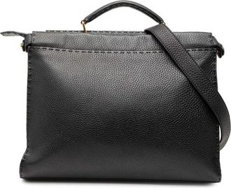 Fendi Pre-owned Handbags, female, Black, Size: ONE SIZE Pre-owned Structured Leather Bag