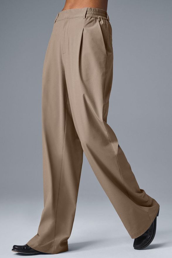 | High-Waist Pursuit Trouser (Long) in Gravel Beige, Size: Medium