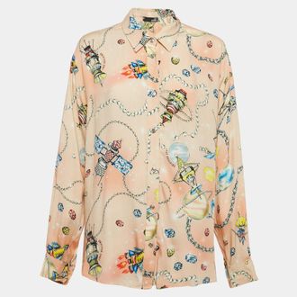 Love Moschino Multicolor Viscose Button Front Oversized Shirt