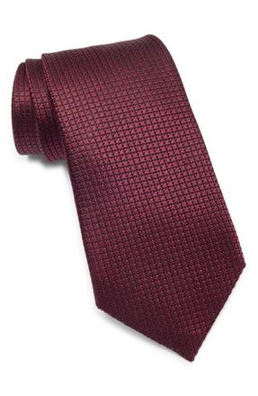 Ermenegildo Zegna Tonal Geo Pattern Silk Tie in Dk Red Sld at Nordstrom