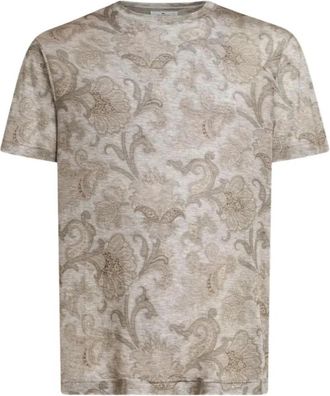 Etro Wit Paisley Print Casual T-Shirt - Heren - T-shirts - Veelkleurig - 2XL - Katoen - Tops