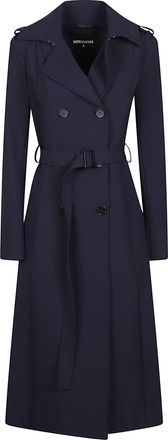 Patrizia Pepe Blue Trench Polyamide Trench Coat