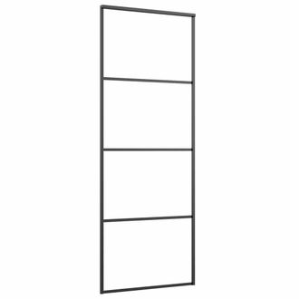 Berkfield Home Sliding Door Frosted ESG Glass & Aluminium 76x205 cm Black