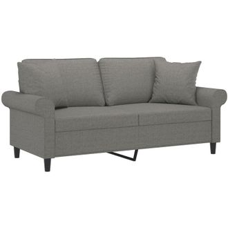 vidaXL Sof&aacute; 2 Plazas Con Almohadas Y Cojines Tela Gris Oscuro 140 Cm Vidaxl