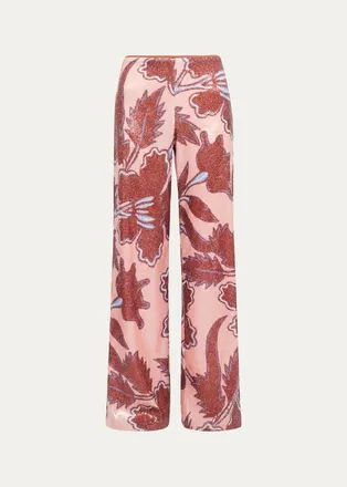 Diane Von F&uuml;rstenberg Felix Wide-Leg Sequin Floral Pants