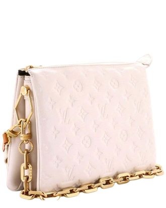 Louis Vuitton White Monogram Embossed Lambskin Coussin Pm (Authentic Pre- Loved)