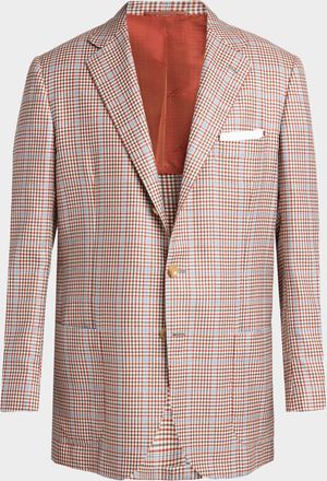 Kiton Men & apos;s Multi-Check Cashmere and Silk Blazer