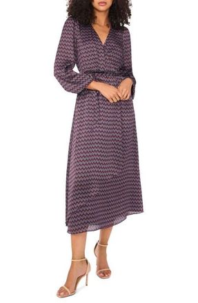 Vince Camuto Abstract Print Wrap Front Dress in Classic Navy at Nordstrom, Size Small P