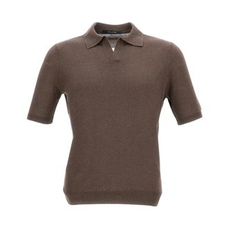 Tagliatore Polo Shirts, male, Brown, Size: L Silk Polo Shirt