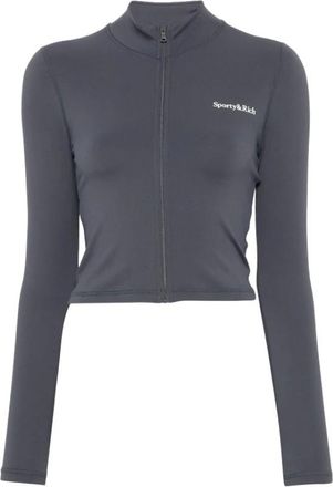 Sporty & Rich Hoodies & sweatvesten, Dames, Grijs, S, Zip-through Sweatshirt