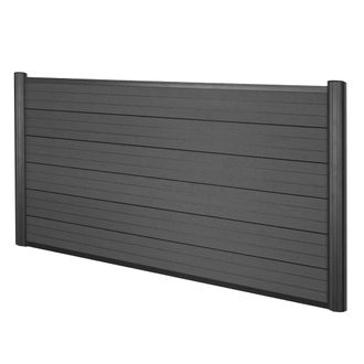 Hhg [nunca Usado] Wpc Pantalla De Privacidad Sarthe, Valla Cortavientos, Postes De Aluminio, Elemento De Base Baja, 1.90m Antracita