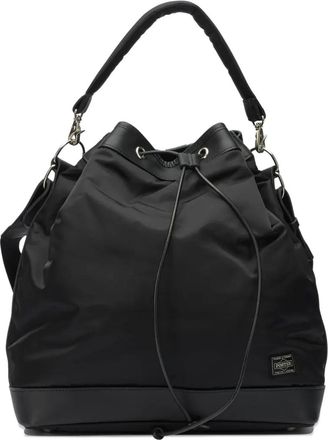 Porter-Yoshida & Co. drawstring leather shoulder bag - Black
