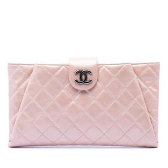 Chanel Pre-owned Clutches, female, Pink, Size: ONE SIZE Pre-owned Quilted Leather Clutch