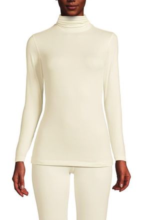 Lands End Baselayer Cozy Thermaskin Turtleneck Top in Fresh Ivory at Nordstrom, Size X-Large
