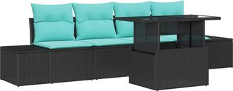 vidaXL Juego De Sof&aacute; 5 Uds. 4-n&uacute;mero De Plazas Negro Y Azul Vidaxl