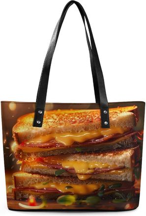 Generic Grilled Cheese Sandwich Tote Bags for Women Cute Shoulder Purses Handbags