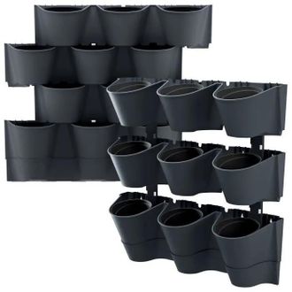 Prosperplast Macetero Vertical Prosperplast Cascade Wall De Plastico En Color Antracita 67 (largo) X 17,7 (ancho) X 57 (alto) Cm