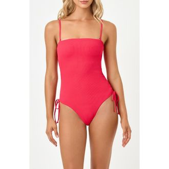 L*Space Elise Ruched Rib One-Piece Swimsuit in Pout at Nordstrom, Size X-Small