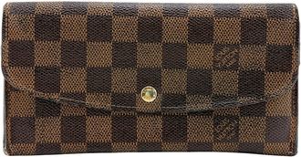 Louis Vuitton Brown Leather Long Wallet (Tri-Fold) (Pre-Owned)