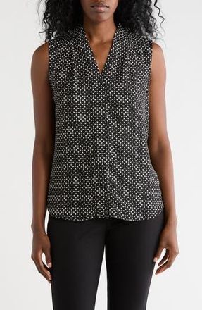 Nordstrom Rack V-Neck Sleeveless Woven Shell Top in Black Petal Geo at Nordstrom Rack, Size X-Small