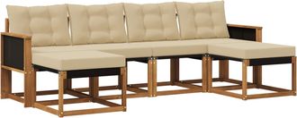 vidaXL Conjunto De Sof&aacute;s De Exterior 6 Uds. Natural Y Beige Vidaxl