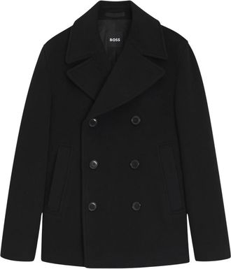 HUGO BOSS H-Hyde Peacoat-264 - Heren - Mantel - Zwart - L - Wol - Jassen