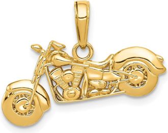 Diamond2Deal 14k Yellow Gold Gold Polished and Textured 3-D Motorcycle Pendant