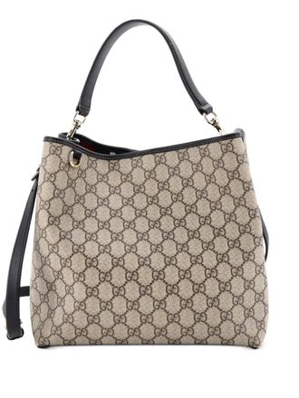 Gucci GG Emblem GG Coated Canvas Medium bucket bag - Brown