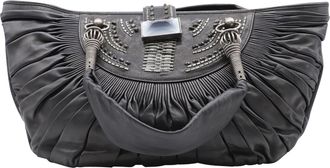 Dior Pre-owned Womens Pleated Pliss&eacute; Tote in Black Leather Lamb Leather - One Size