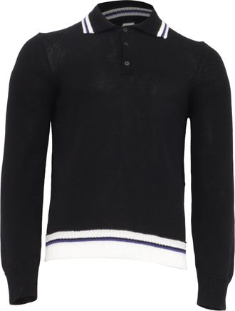 Ferragamo Ferragamo Knitted Long Sleeve Polo Shirt in Black Viscose