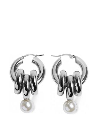 Simone Rocha Stacked Link Pearl Hoop Earrings