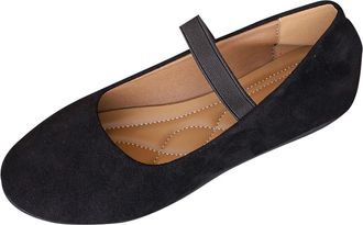 Generic Womens Flats Comfortable Ballet Flats Solid Color Lightweight Stylish Slip On Casual Versatile Breathable Mary Jane Shoes Outdoor Leisure Black