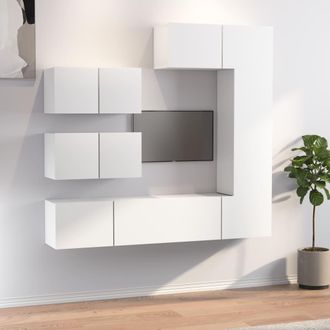 vidaXL Set De Muebles Para Tv 6 Piezas Madera Contrachapada Blanco Vidaxl