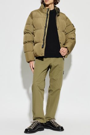 Stone Island Down Jacket With Stand-up Collar, Mens, Beige