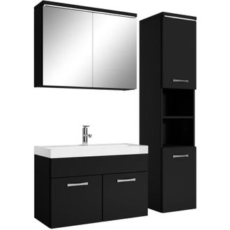 Badplaats Conjunto De Muebles De Ba&ntilde;o Paso 80 Cm - Negro Mate - Mueble De