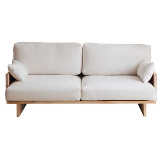 Naan Furniture Sof&aacute; dos plazas blanco roto de pino macizo natural 183 cm barnizado