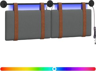 vidaXL Cabecero Colgante Con Luz Led Gris Oscuro Pu Antiguo Vidaxl