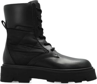 Moncler Aurea Enkellaarzen - Dames - Veterlaarzen - Zwart - 38 EU - Leer - Schoenen