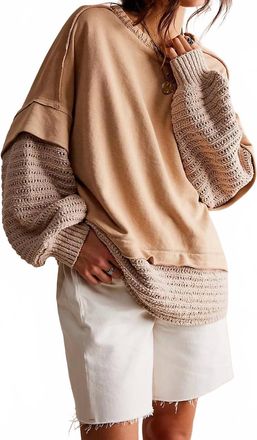 Free People Holly Twofer Pullover In Semolina Combo